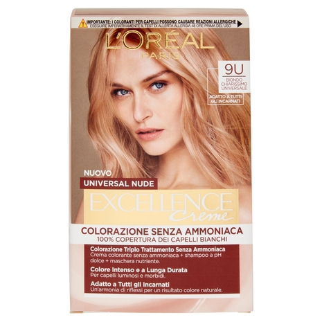 L'Oreal Paris Colorazione permanente senza ammoniaca, Riflesso Universale, Biondo Chiarissimo 9U